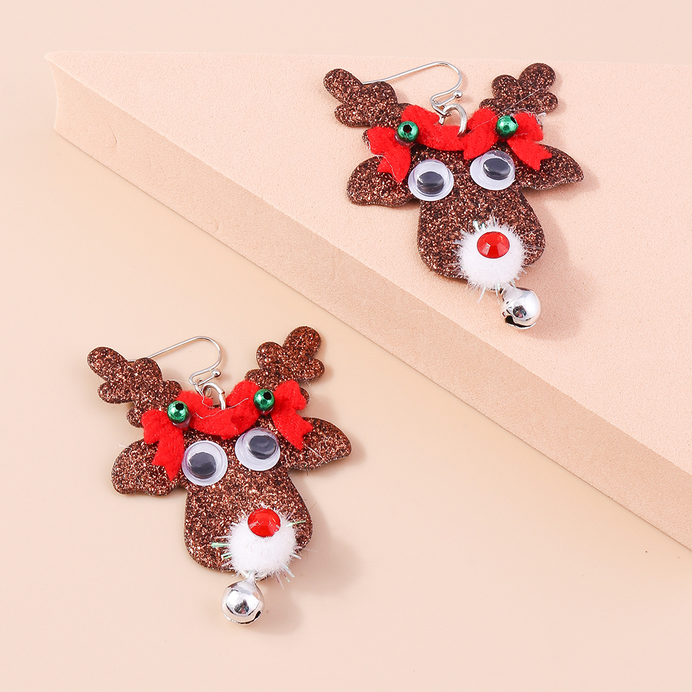 1 Pair Cute Deer Patchwork Mixed Materials Drop Earrings display picture 6