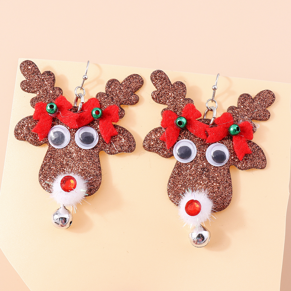 1 Pair Cute Deer Patchwork Mixed Materials Drop Earrings display picture 7