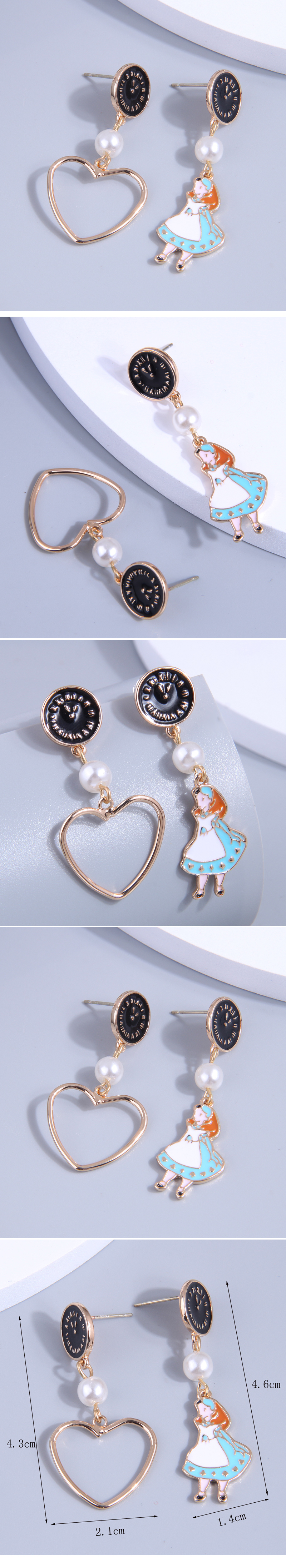 Fashion Cartoon Character Heart Shape Alloy Plating Artificial Pearls Women's Drop Earrings 1 Pair display picture 1