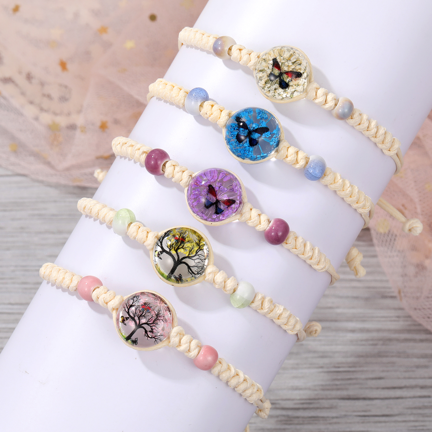Fashion Animal Tree Butterfly Resin Handmade Bracelets 1 Piece display picture 2