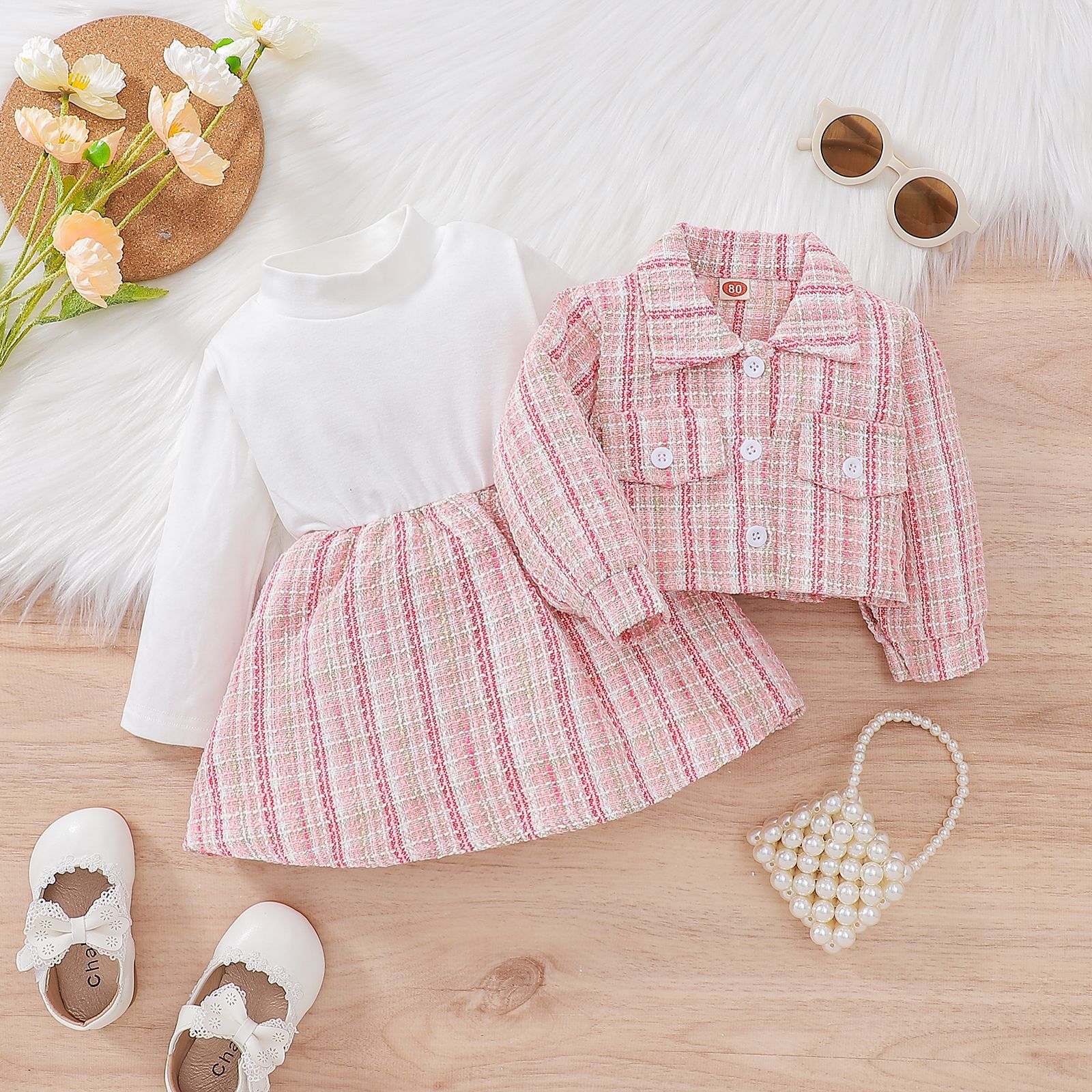 Fashion Plaid Cotton Girls Clothing Sets display picture 2