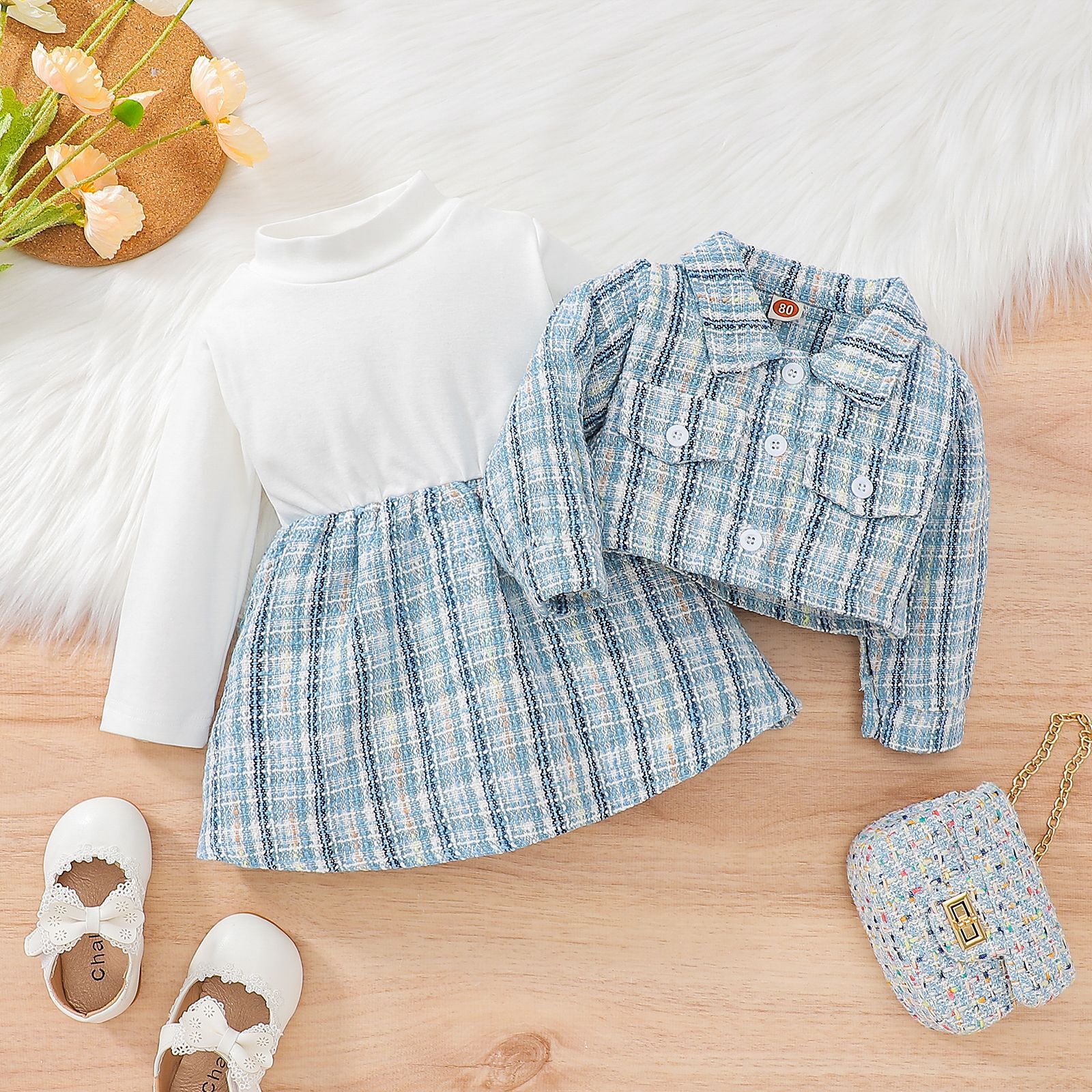 Fashion Plaid Cotton Girls Clothing Sets display picture 3