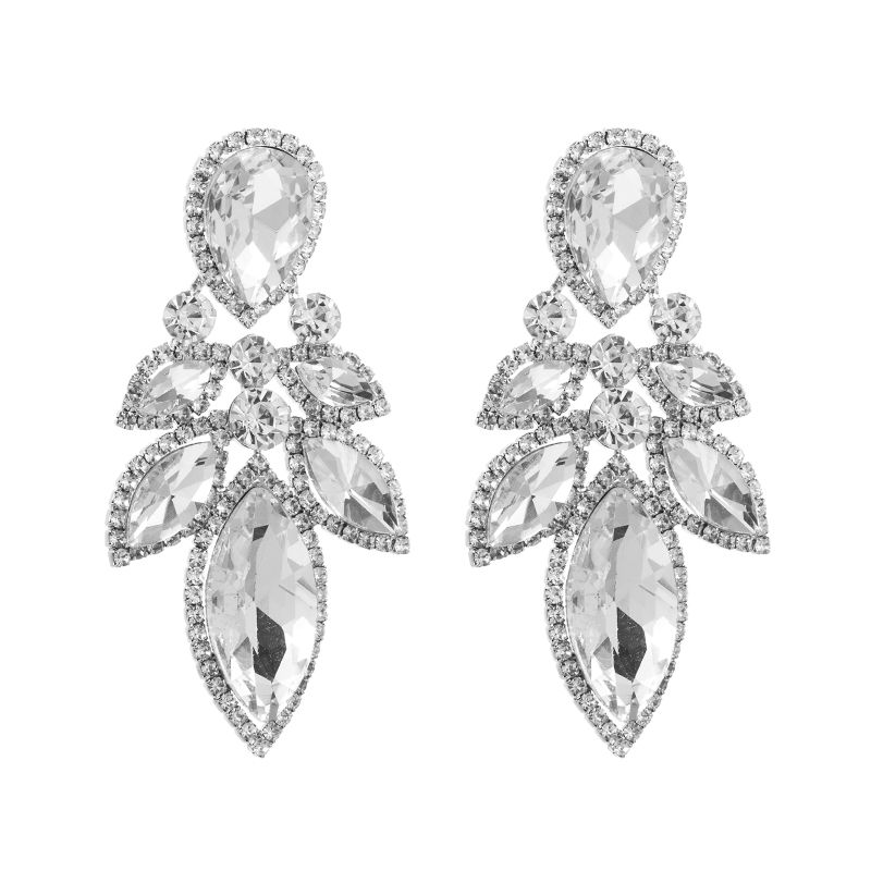 Simple Style Leaf Alloy Inlay Rhinestones Women's Drop Earrings 1 Pair display picture 5