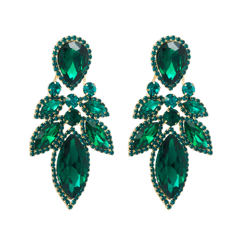Simple Style Leaf Alloy Inlay Rhinestones Women's Drop Earrings 1 Pair display picture 9