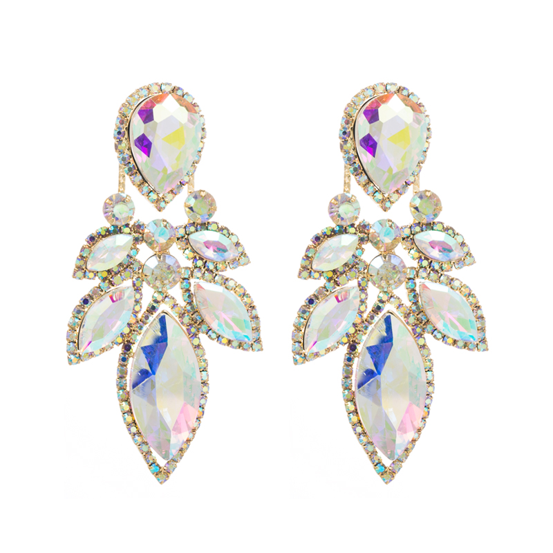 Style Simple Feuille Alliage Incruster Strass Femmes Boucles D'oreilles 1 Paire display picture 7