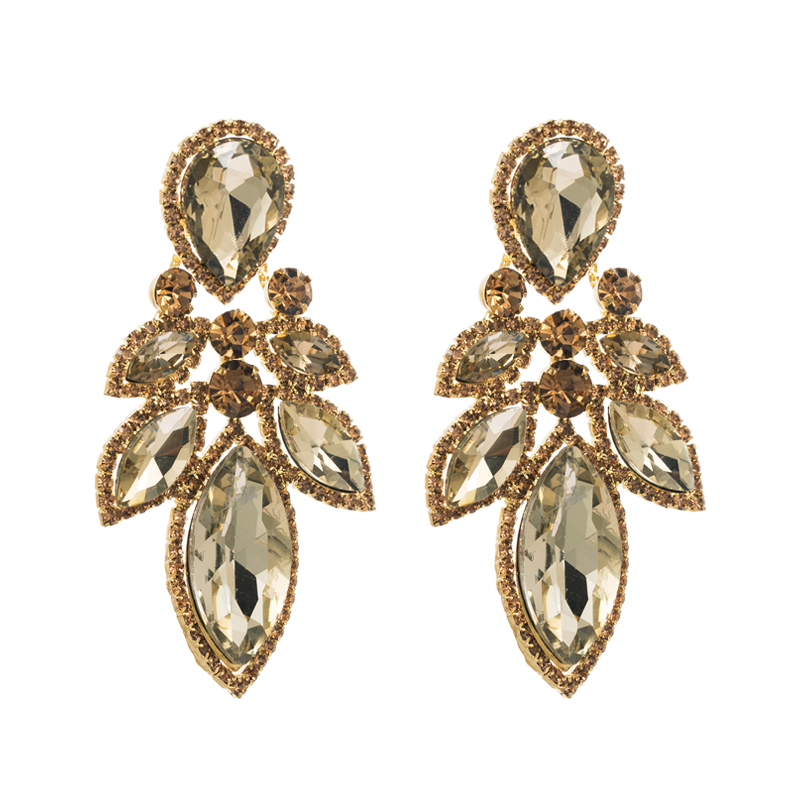 Style Simple Feuille Alliage Incruster Strass Femmes Boucles D'oreilles 1 Paire display picture 8