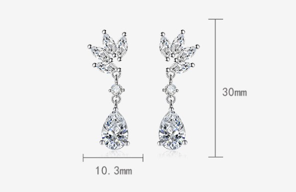 Fashion Water Droplets Copper Inlay Zircon Drop Earrings 1 Pair display picture 6
