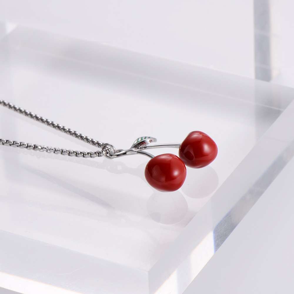 Elegant Kirsche Frucht Rostfreier Stahl Überzug Halskette Mit Anhänger 1 Stück display picture 2