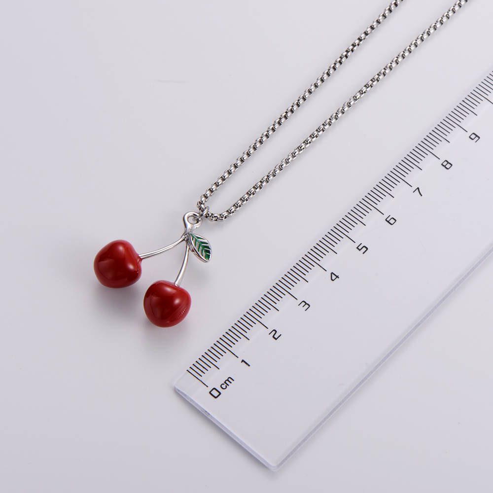 Elegant Cherry Fruit Stainless Steel Plating Pendant Necklace 1 Piece display picture 4