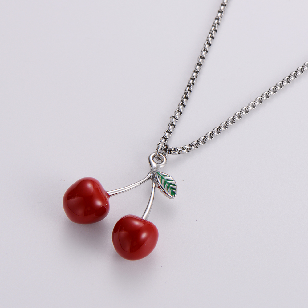 Elegant Cherry Fruit Stainless Steel Plating Pendant Necklace 1 Piece display picture 1