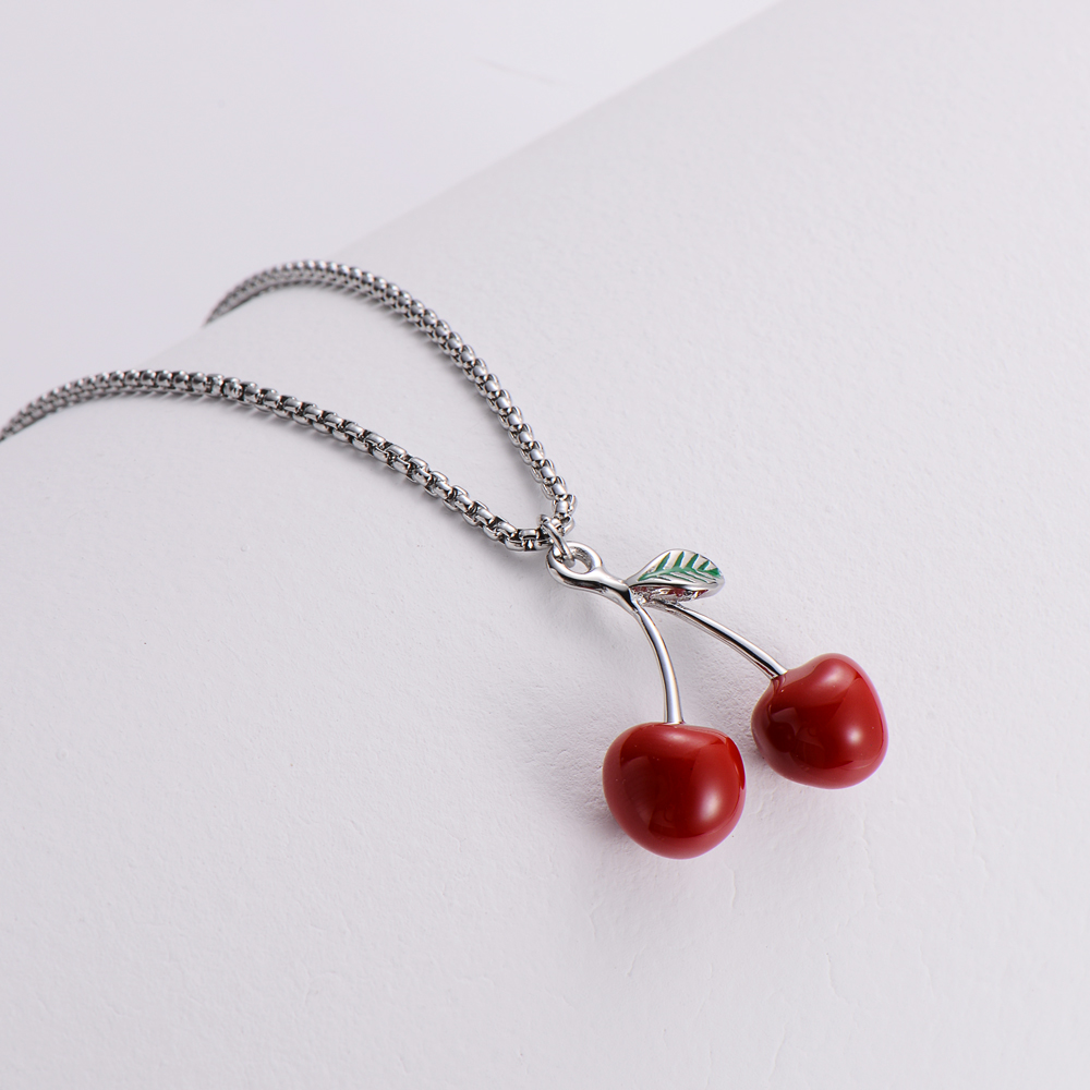 Elegant Cherry Fruit Stainless Steel Plating Pendant Necklace 1 Piece display picture 6