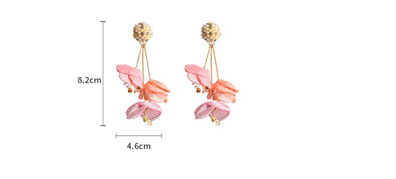 Sweet Flower Alloy Cloth Inlay Crystal Rhinestones Pearl Women's Drop Earrings 1 Pair display picture 5