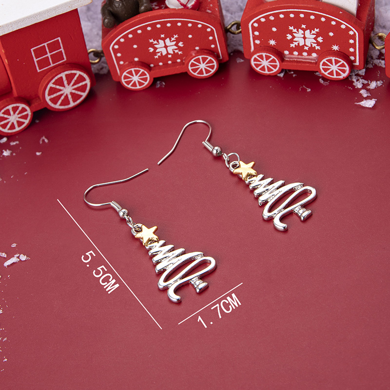 Fashion Christmas Tree Stainless Steel Hollow Out Ear Hook 1 Pair display picture 1