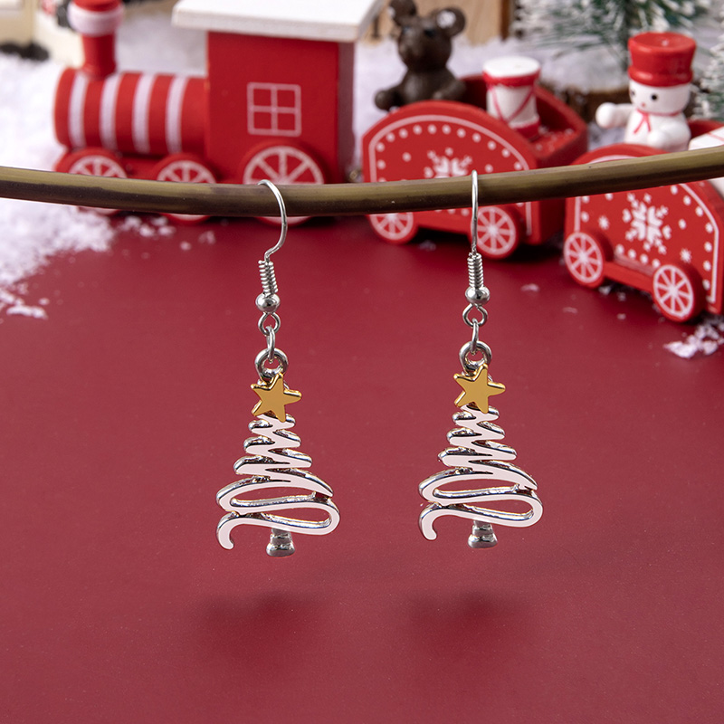 Fashion Christmas Tree Stainless Steel Hollow Out Ear Hook 1 Pair display picture 3