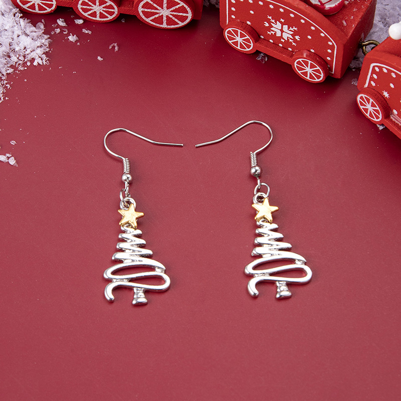 Fashion Christmas Tree Stainless Steel Hollow Out Ear Hook 1 Pair display picture 4