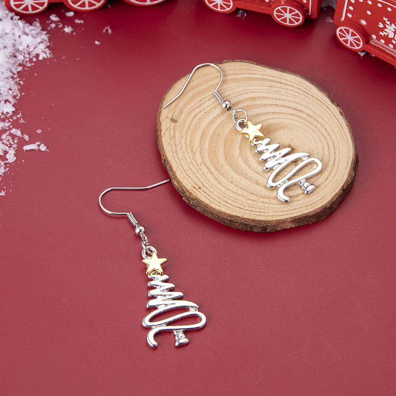 Fashion Christmas Tree Stainless Steel Hollow Out Ear Hook 1 Pair display picture 5
