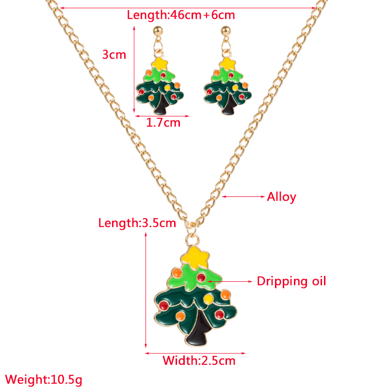 Cartoon Style Christmas Tree Elk Alloy Enamel Unisex Earrings Necklace 1 Set display picture 1