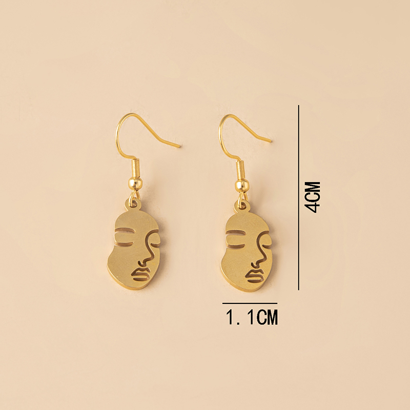 Hip-hop Human Face Stainless Steel Hollow Out Drop Earrings 1 Pair display picture 1