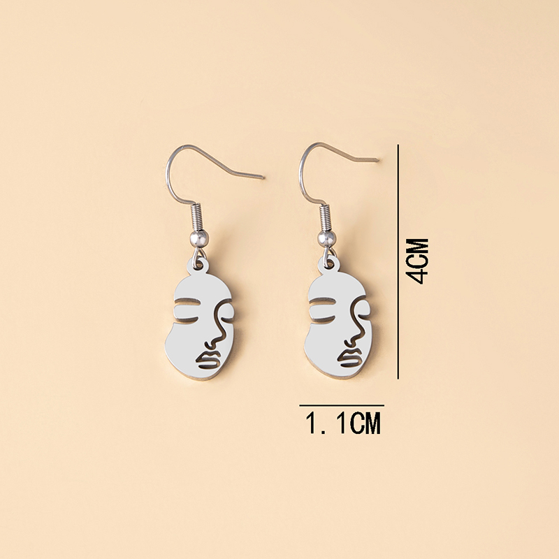 Hip-hop Human Face Stainless Steel Hollow Out Drop Earrings 1 Pair display picture 2