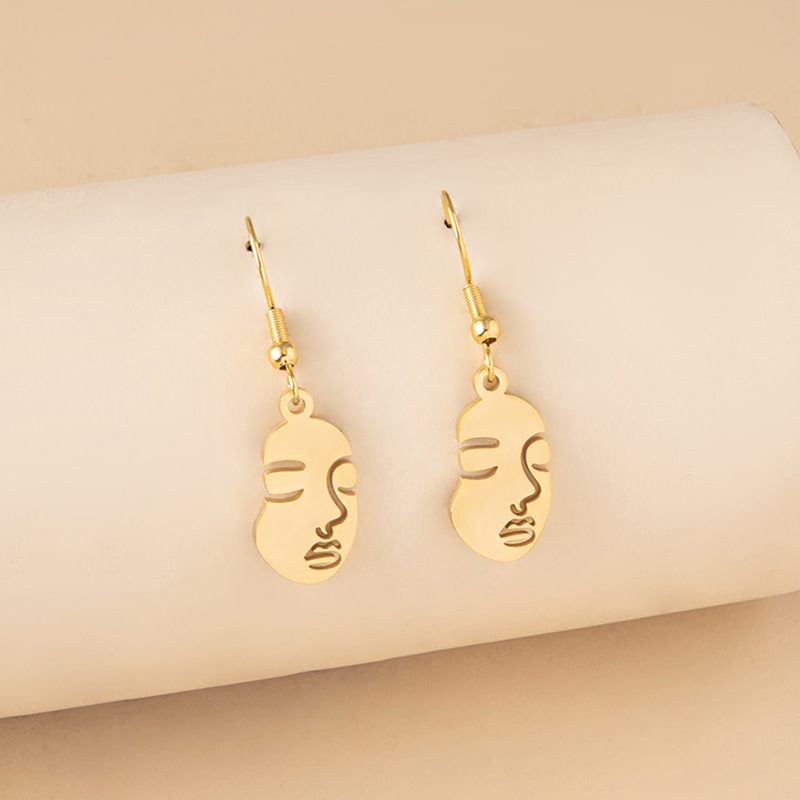 Hip-hop Human Face Stainless Steel Hollow Out Drop Earrings 1 Pair display picture 4