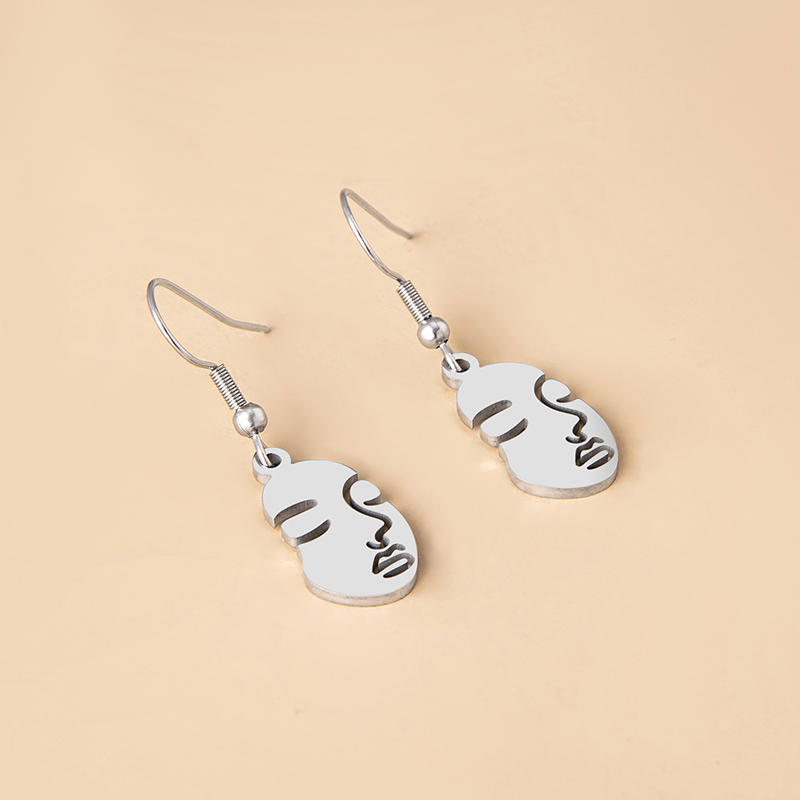 Hip-hop Human Face Stainless Steel Hollow Out Drop Earrings 1 Pair display picture 7