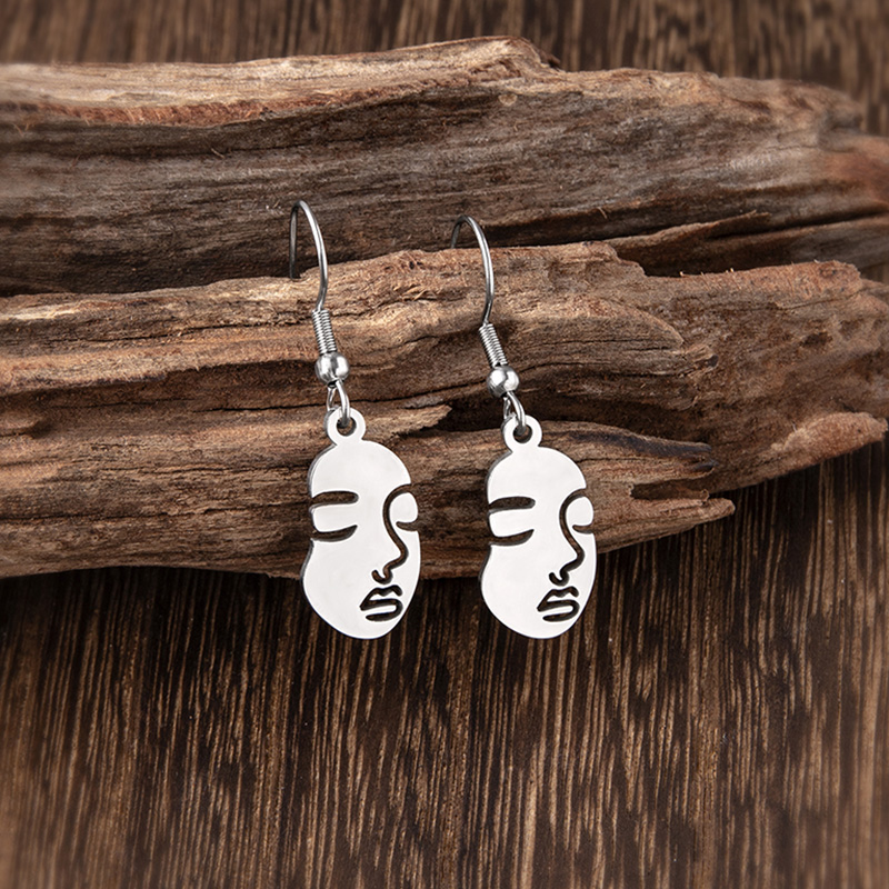 Hip-hop Human Face Stainless Steel Hollow Out Drop Earrings 1 Pair display picture 8