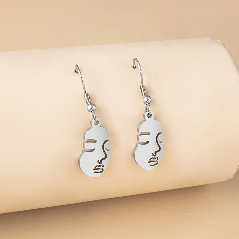 Hip-hop Human Face Stainless Steel Hollow Out Drop Earrings 1 Pair display picture 6