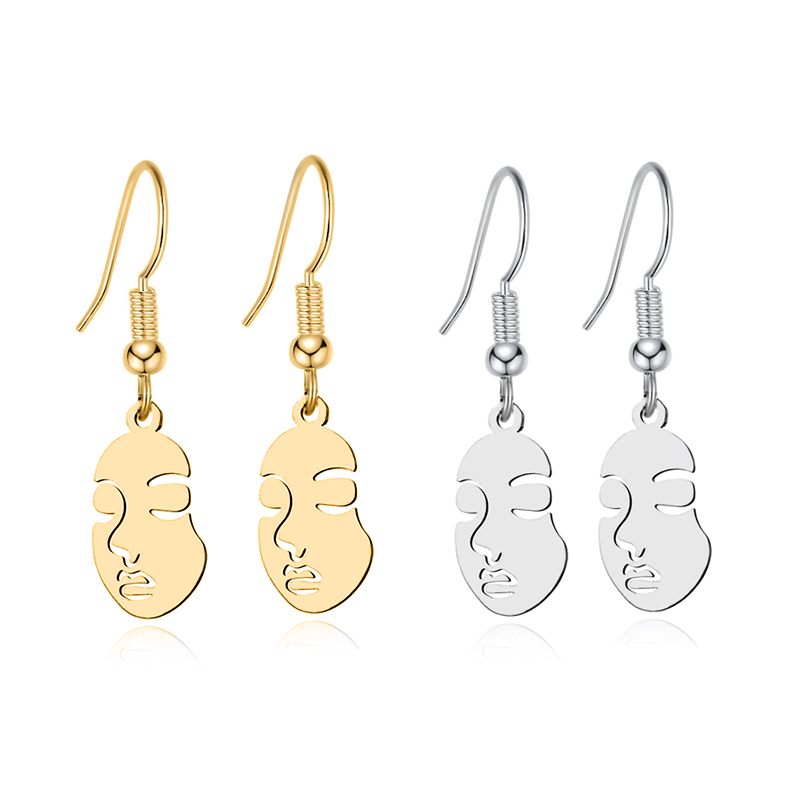 Hip-hop Human Face Stainless Steel Hollow Out Drop Earrings 1 Pair display picture 11