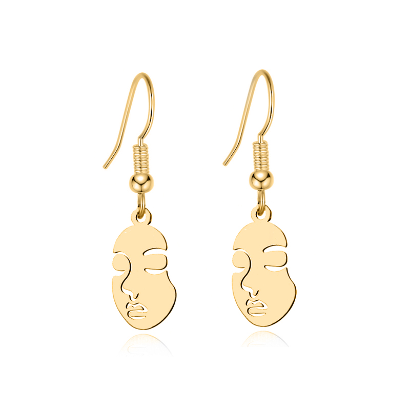 Hip-hop Human Face Stainless Steel Hollow Out Drop Earrings 1 Pair display picture 10