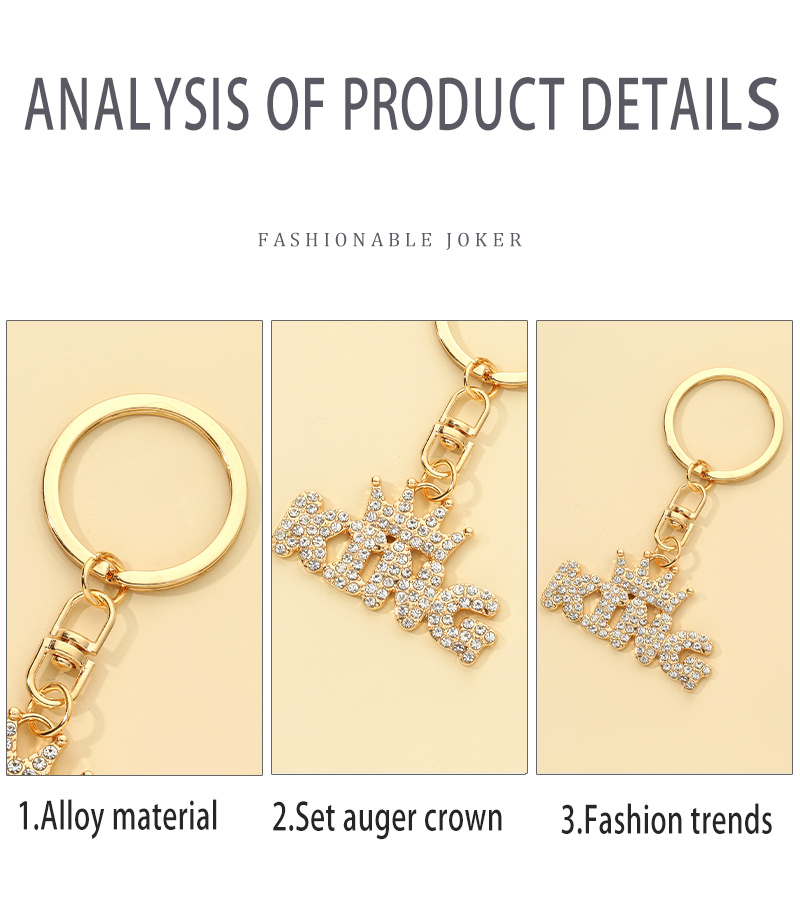 Fashion Letter Crown Alloy Inlay Rhinestones Bag Pendant Keychain 1 Piece display picture 3