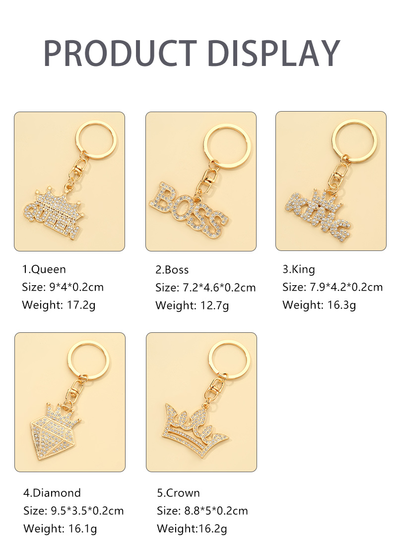 Fashion Letter Crown Alloy Inlay Rhinestones Bag Pendant Keychain 1 Piece display picture 4