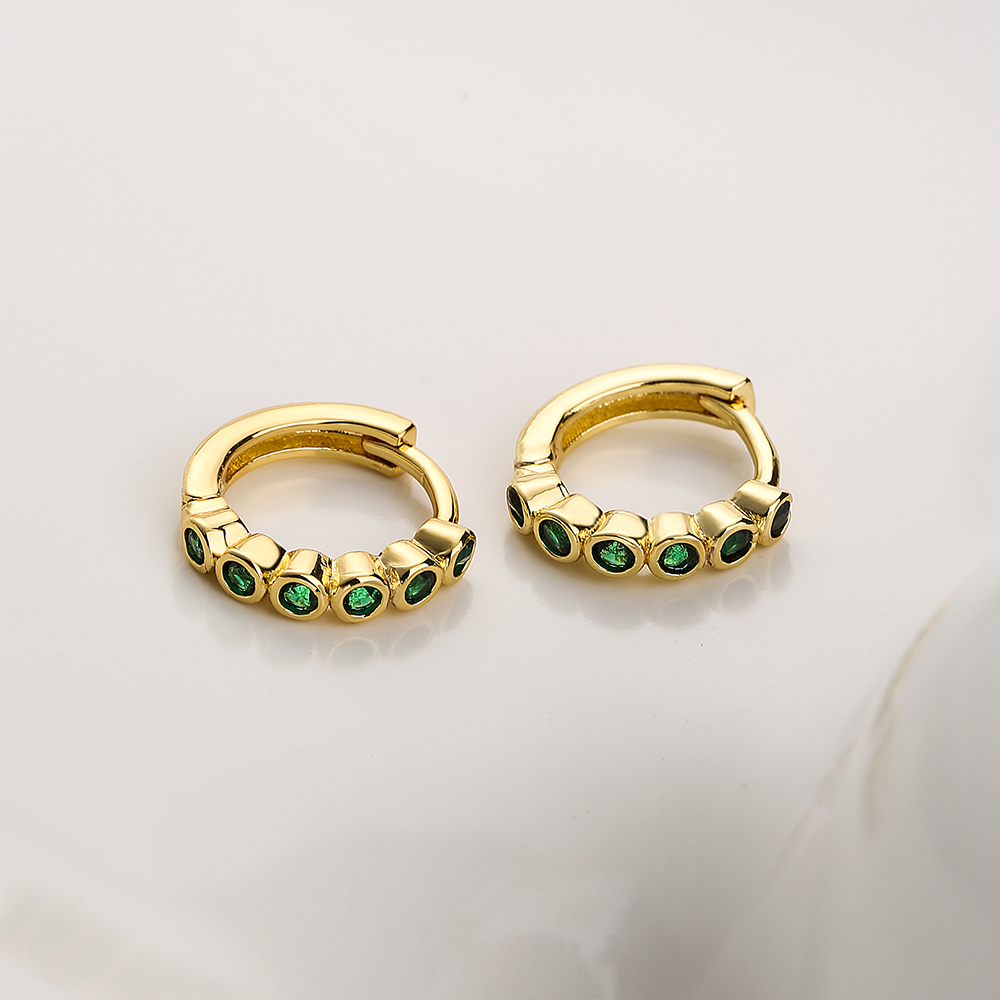 Fashion Geometric Copper Gold Plated Zircon Hoop Earrings 1 Pair display picture 2