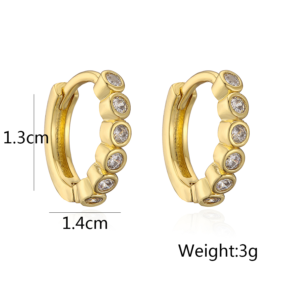 Fashion Geometric Copper Gold Plated Zircon Hoop Earrings 1 Pair display picture 5