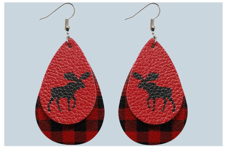 1 Pair Cute Santa Claus Snowman Elk Pu Leather Drop Earrings display picture 3