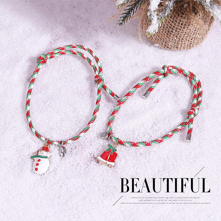 Fashion Christmas Tree Bell Snowman Alloy Enamel Women's Bracelets 2 Piece Set display picture 7