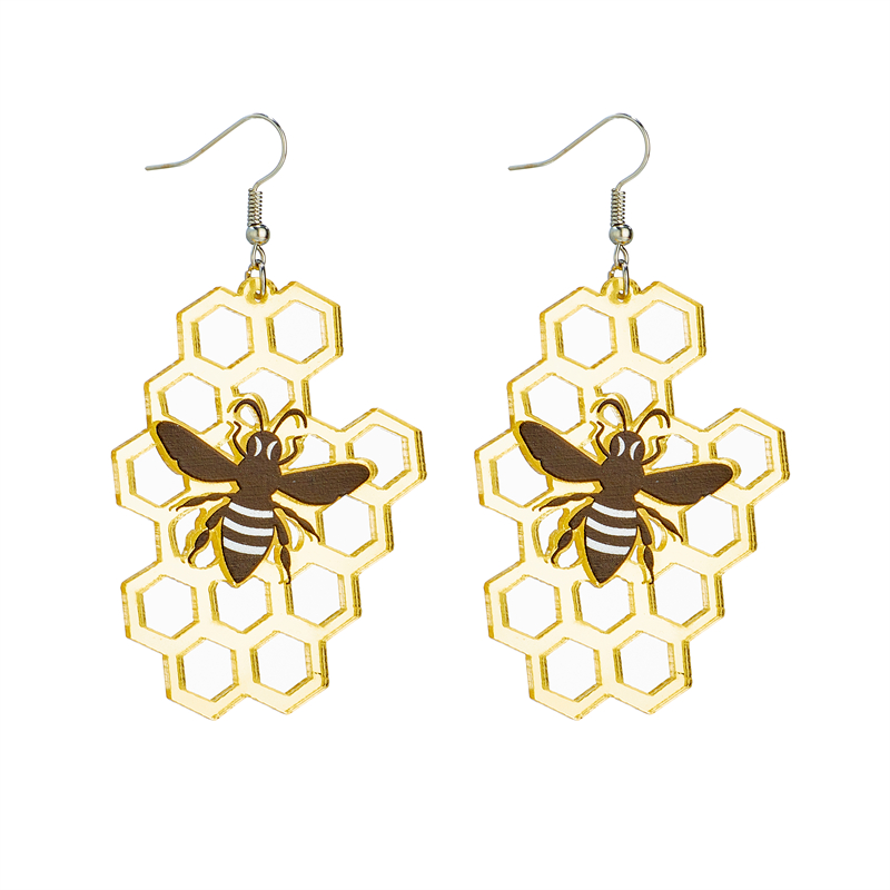 Mignon Rayon De Miel Abeille Arylique Transparent Évider Femmes Boucles D'oreilles Pendantes 1 Paire display picture 1