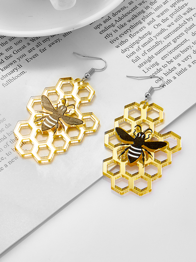 Mignon Rayon De Miel Abeille Arylique Transparent Évider Femmes Boucles D'oreilles Pendantes 1 Paire display picture 6