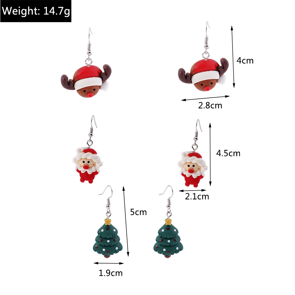 1 Paire Mode Sapin De Noël Père Noël Époxy Plastique Boucles D'oreilles display picture 3