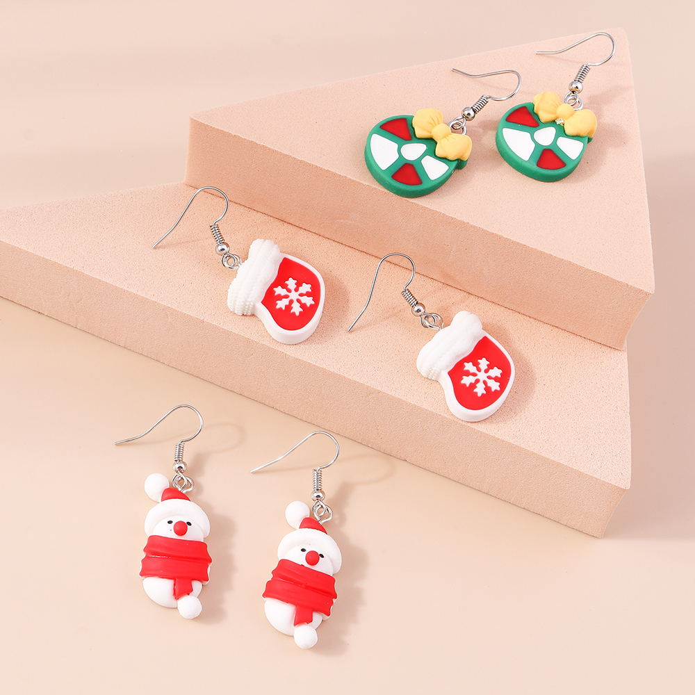 1 Pair Fashion Christmas Tree Santa Claus Epoxy Plastic Drop Earrings display picture 7
