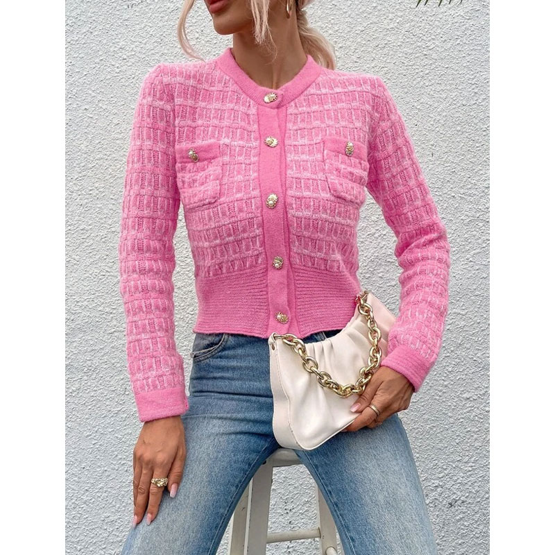 Women's Cardigan Long Sleeve Sweaters & Cardigans Button Casual Solid Color display picture 3