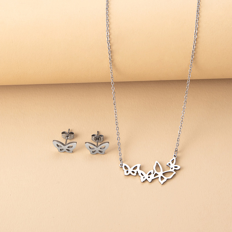 Fashion Butterfly Stainless Steel Hollow Out Jewelry Set 1 Set display picture 7