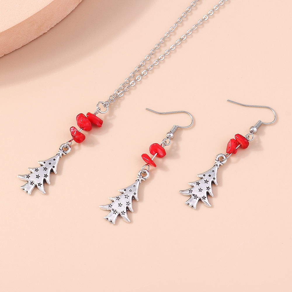 Fashion Christmas Tree Alloy Patchwork Women's Earrings Necklace 1 Set display picture 4