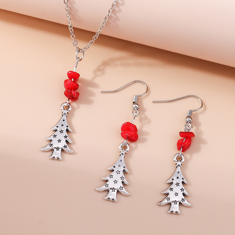 Fashion Christmas Tree Alloy Patchwork Women's Earrings Necklace 1 Set display picture 5