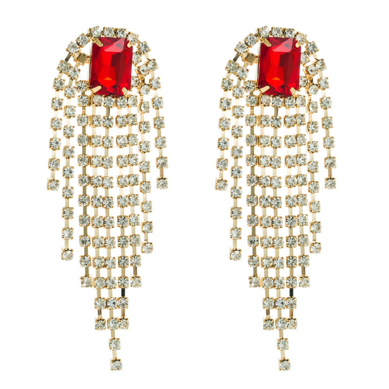 Exaggerated Tassel Alloy Inlay Rhinestones Glass Women's Earrings 1 Pair display picture 9