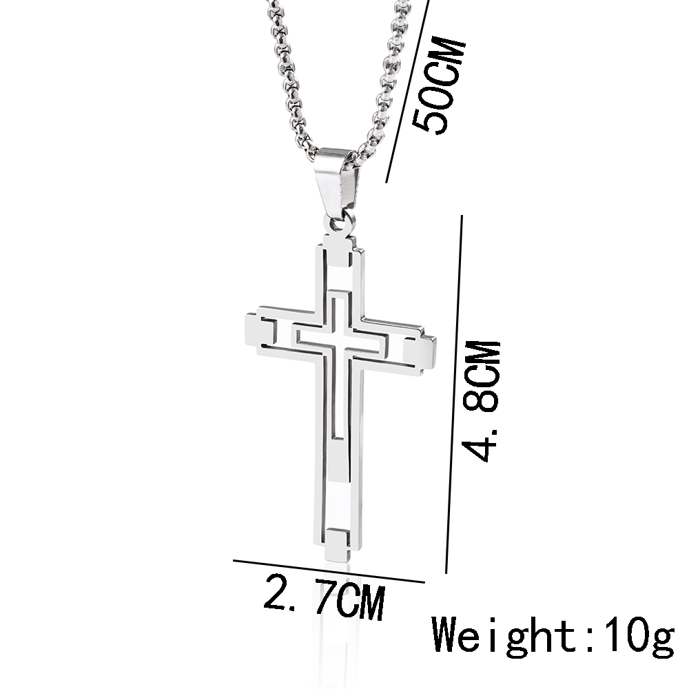 Hip-hop Cross Stainless Steel Hollow Out Pendant Necklace 1 Piece display picture 1