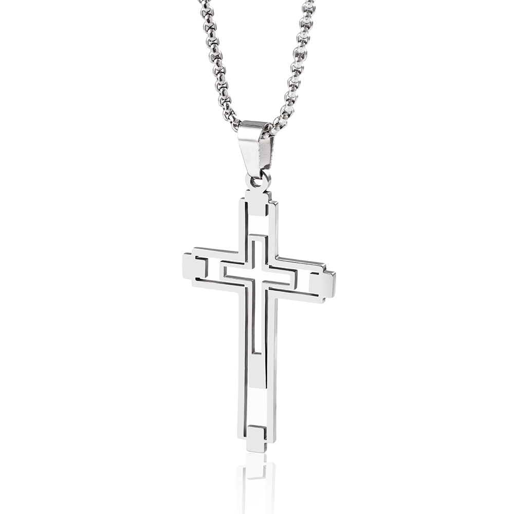 Hip-hop Cross Stainless Steel Hollow Out Pendant Necklace 1 Piece display picture 2