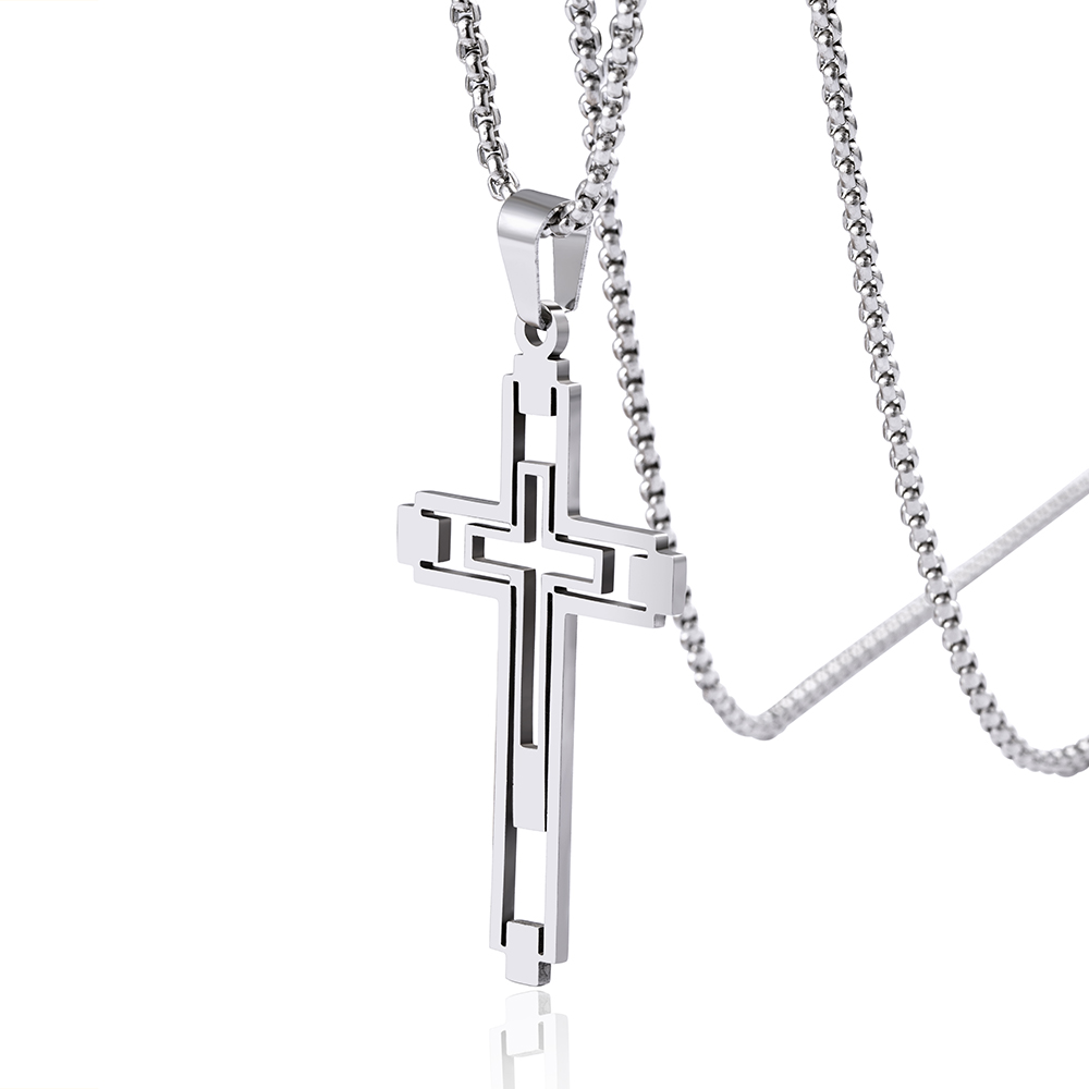 Hip-hop Cross Stainless Steel Hollow Out Pendant Necklace 1 Piece display picture 3