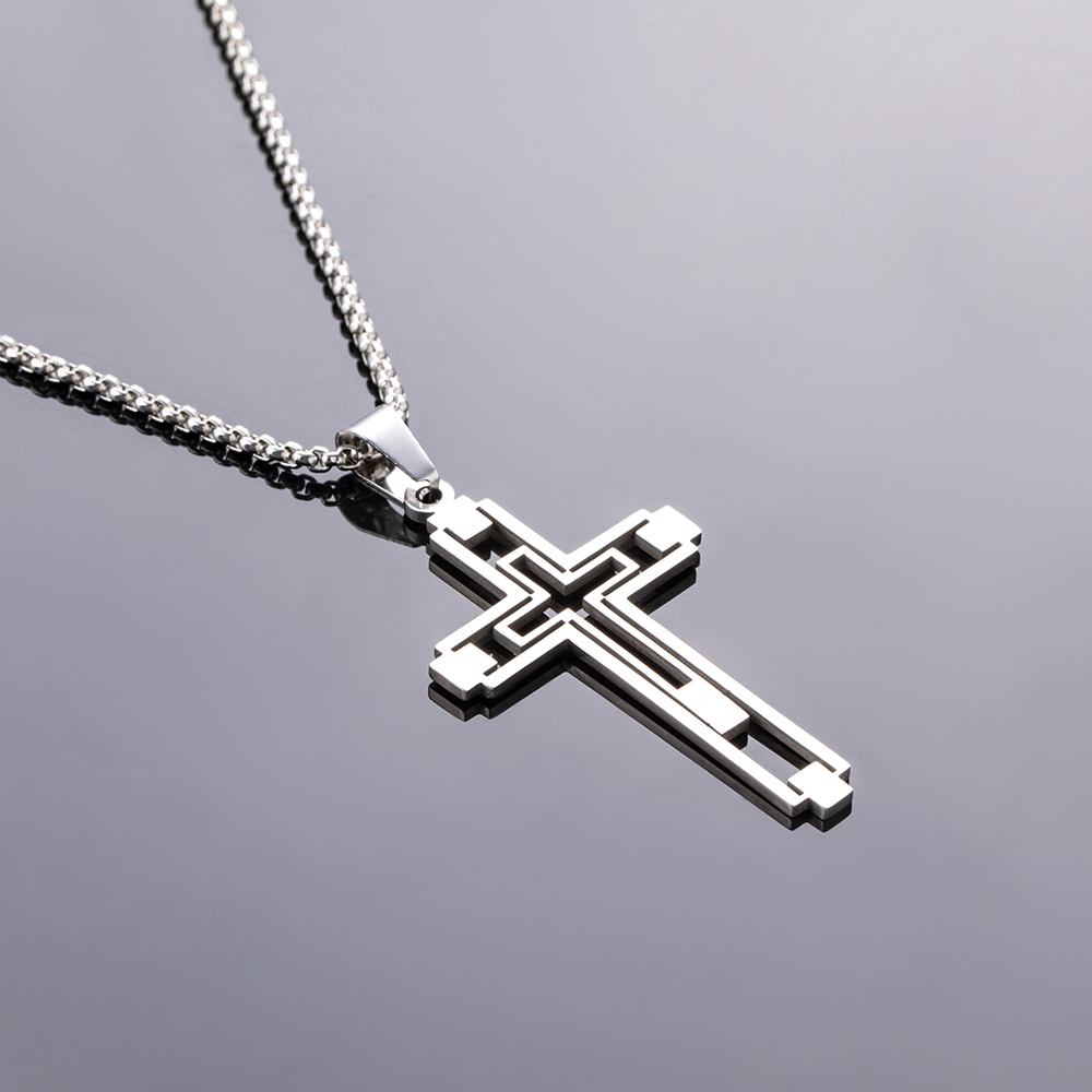 Hip-hop Cross Stainless Steel Hollow Out Pendant Necklace 1 Piece display picture 5