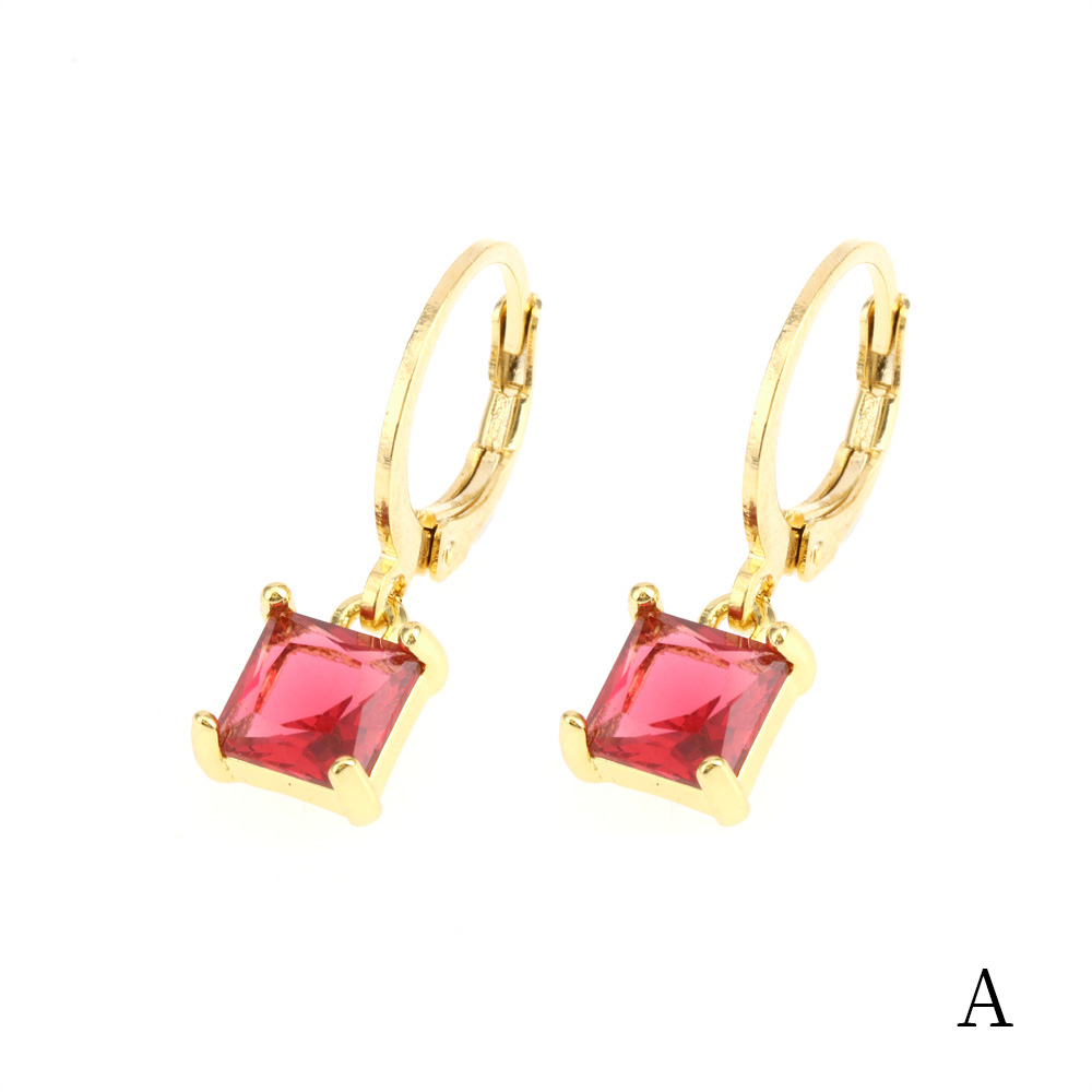 1 Pair Simple Style Shiny Round Square Plating Inlay Copper Zircon 18k Gold Plated Drop Earrings display picture 13