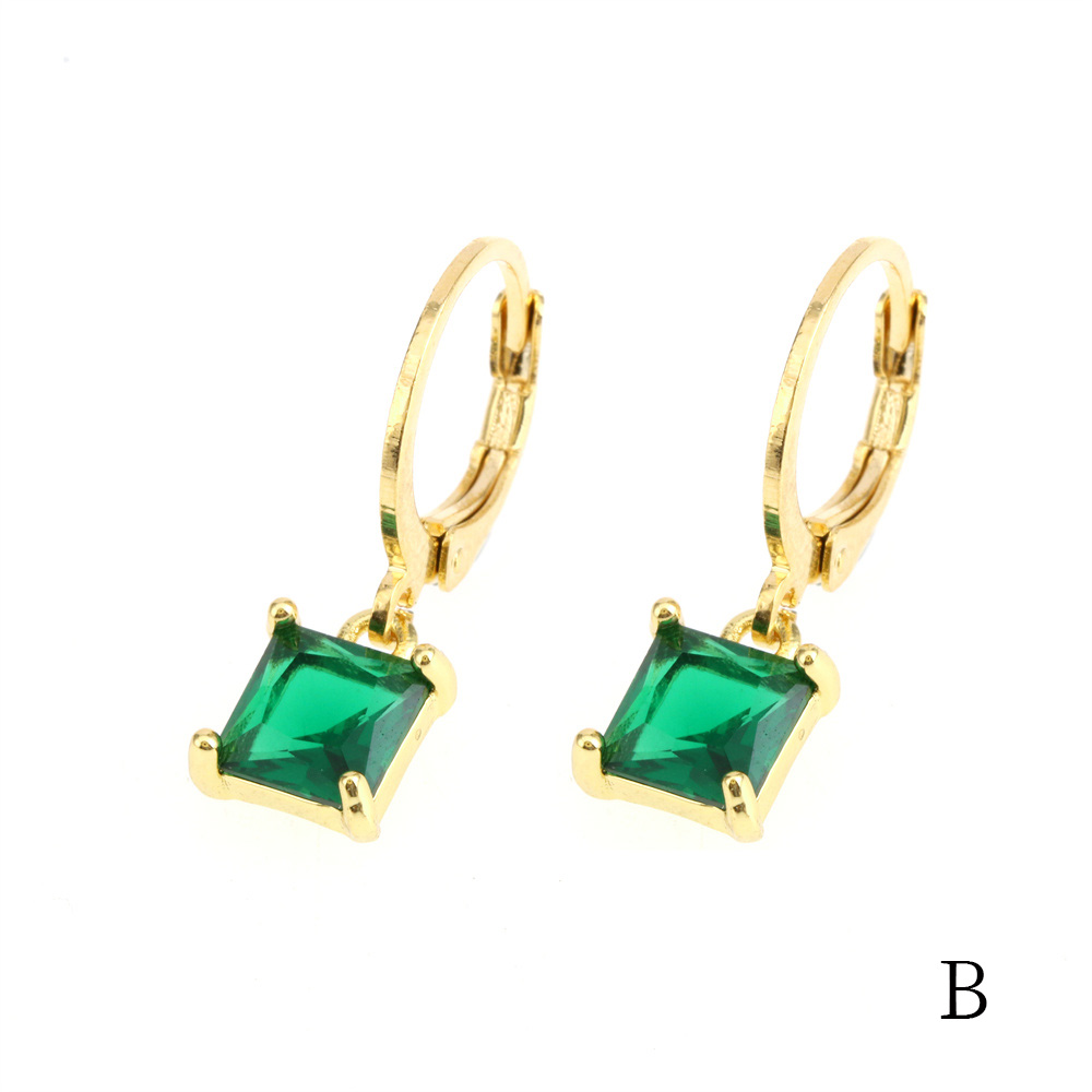 1 Pair Simple Style Shiny Round Square Plating Inlay Copper Zircon 18k Gold Plated Drop Earrings display picture 14